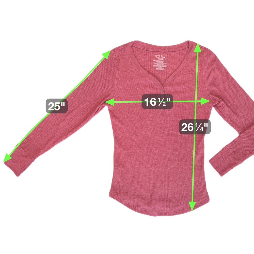 Womens Thermal Henley Bella Shirt Medium Heather Red Casual Layer Y2K Grunge - Picture 6 of 12